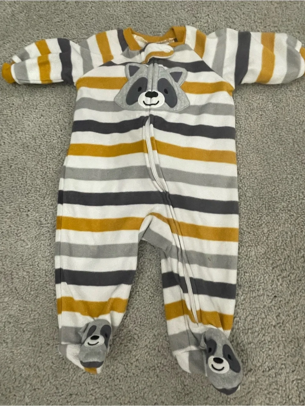 Gray and White Stripe Raccoon One-Piece - Kids